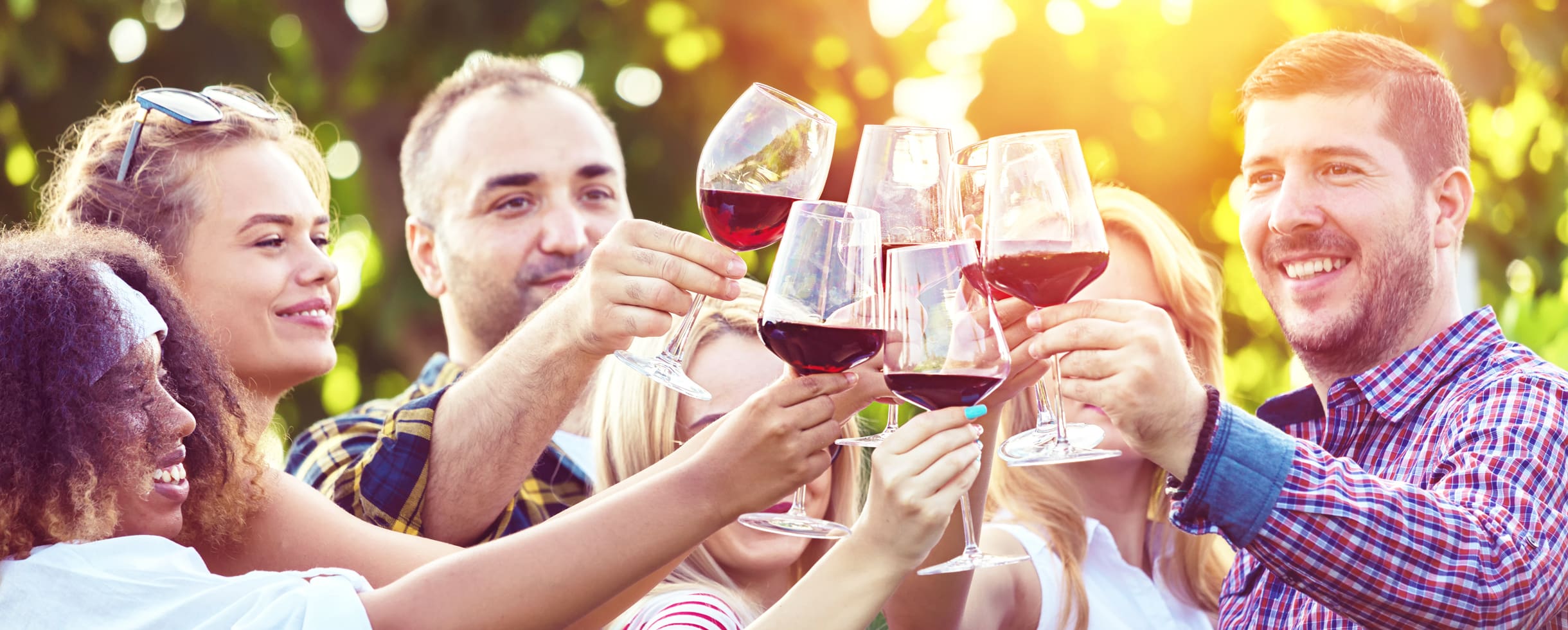 Friends at local Northern Virginia winery raising wine glasses