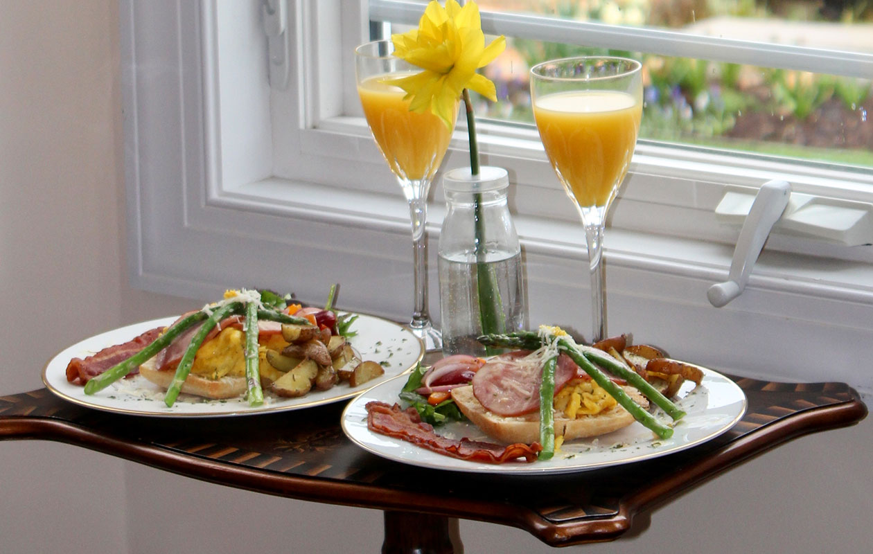 Orange juice with breakfast near the window