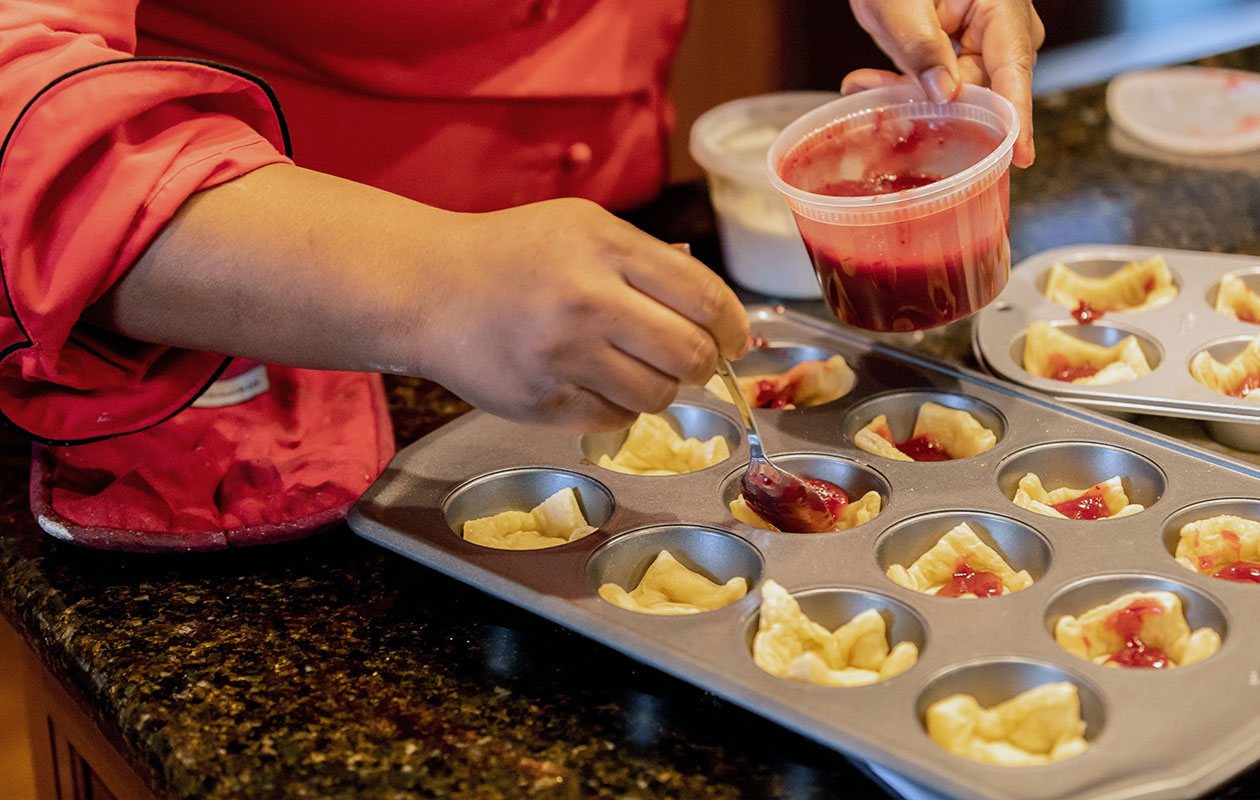 Chef in kitchen accommodating special requests for breakfast