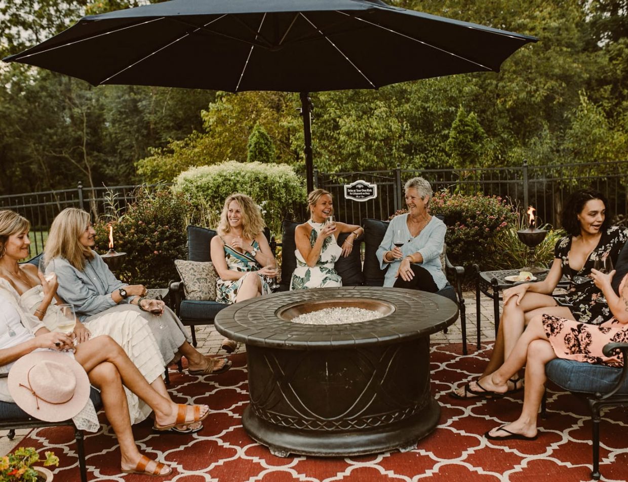 Women's event around a fire pit