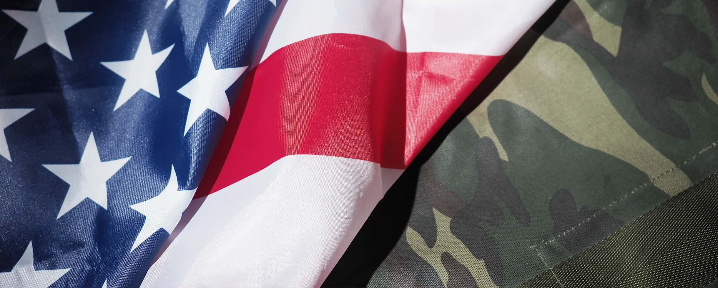 American flag and military camouflage